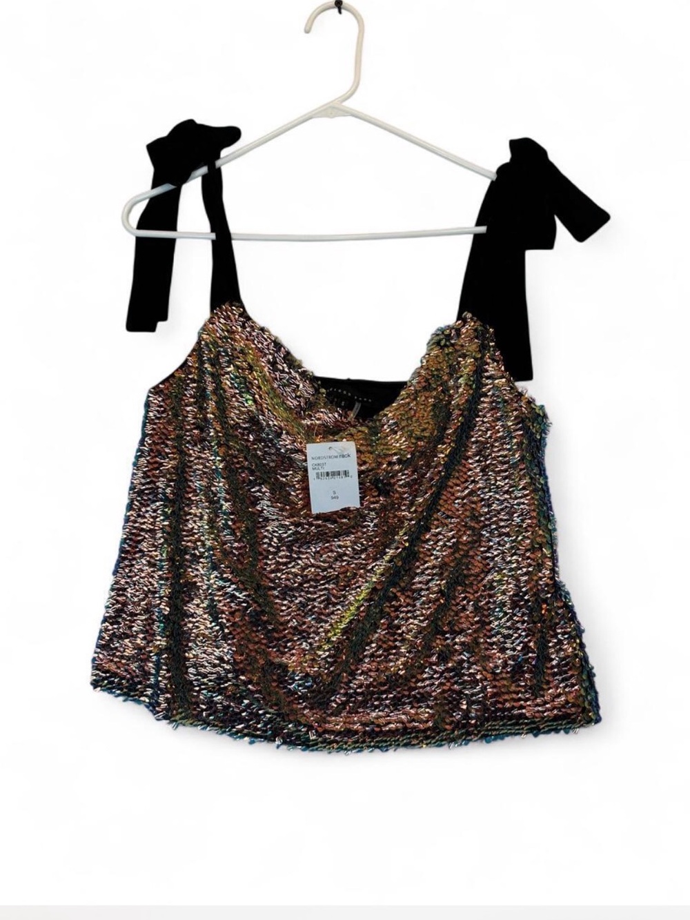 Endless Rose Metallic Sequin Tie-Shoulder Cami Top - Multicolor